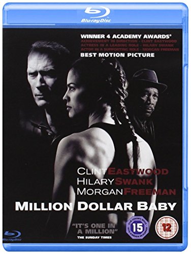 “Million Dollar Baby” Blu-ray cover featuring Clint Eastwood, Hilary Swank, and Morgan Freeman.