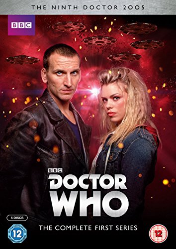 DVD cover featuring the Ninth Doctor and Rose Tyler against a red space background.