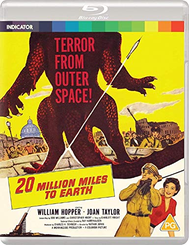 Blu-ray cover art featuring a giant monster silhouette over a city and two people.