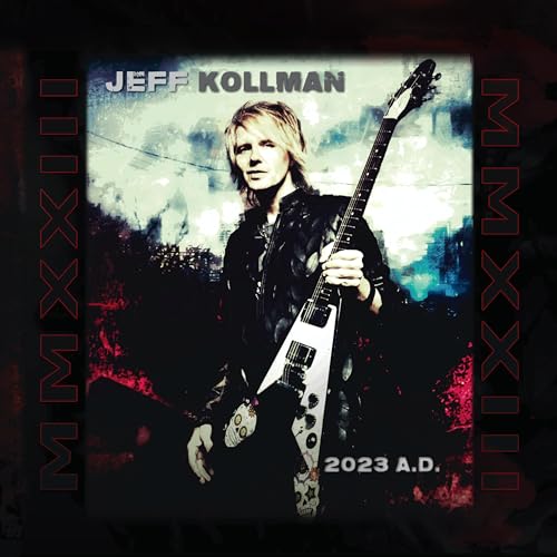 Jeff Kollman album cover featuring a guitarist with a black V-shaped guitar.