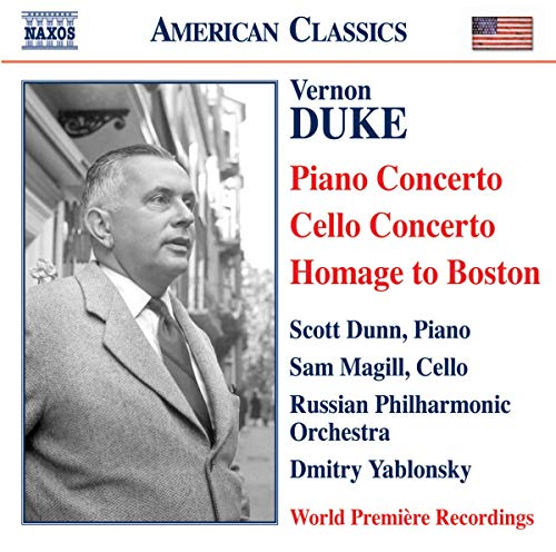 CD cover featuring portrait of composer Vernon Duke with concert details.