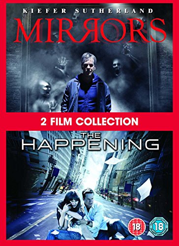 DVD cover for horror films "Mirrors" and "The Happening" featuring actors.