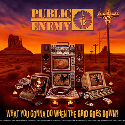 Public Enemy album cover: desert landscape, electronics, and power lines.