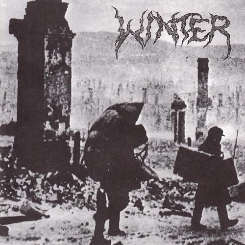 Black and white album cover depicting a bleak, snowy graveyard scene.