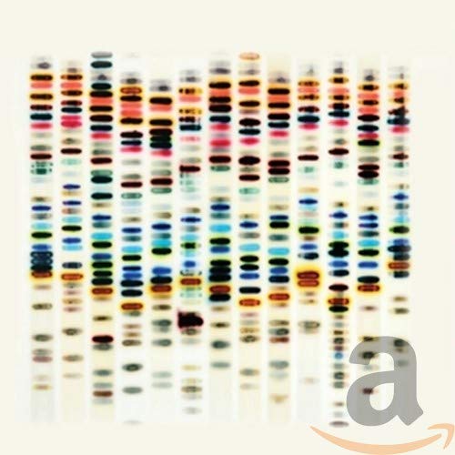 CD cover with abstract, colorful vertical lines and a white "a" logo.
