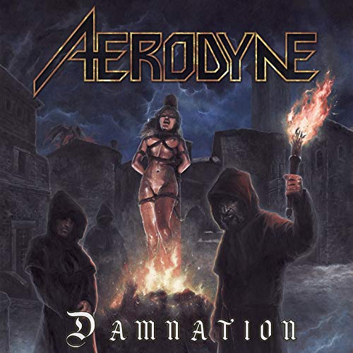 CD cover for Aerodyne’s “Damnation” depicts a dark, dramatic, fantasy scene.