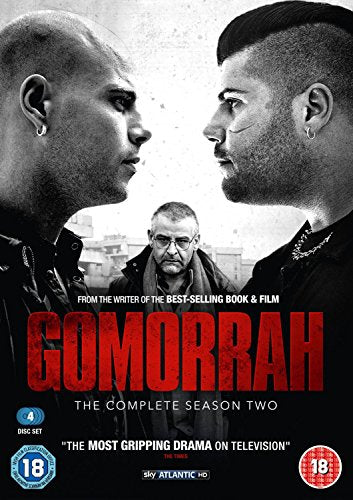 “Gomorrah” Season Two DVD cover with two men facing each other, and an older man behind.