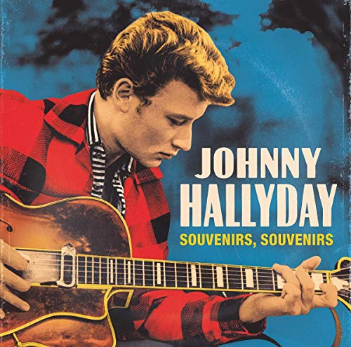 Johnny Hallyday album cover, portrait of a man playing guitar.