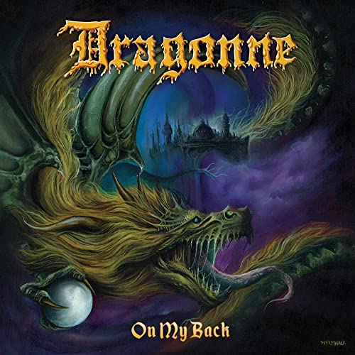 CD cover: Dragonne album “On My Back” featuring a green dragon and castle.