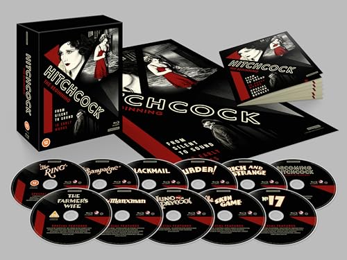 Blu-ray box set of Alfred Hitchcock’s early films with discs and booklet.