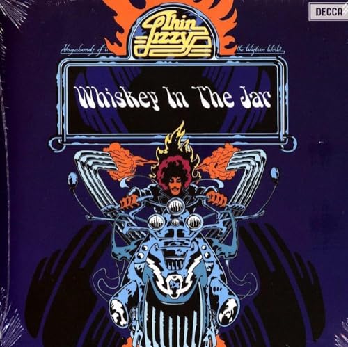 Album cover for Thin Lizzy’s “Whiskey In The Jar” featuring a motorcyclist.