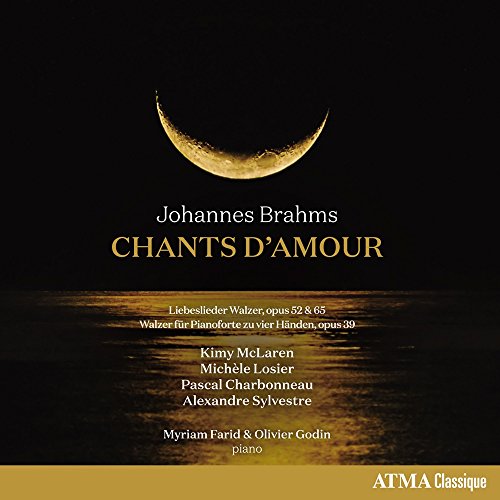 CD cover: crescent moon over water, text “Chants D’Amour” by Brahms.