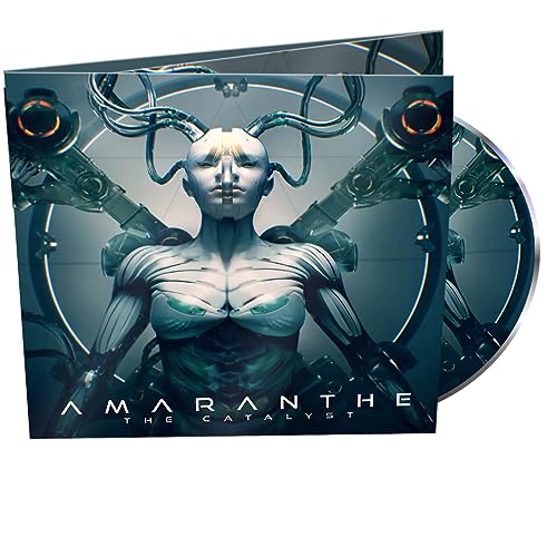 CD cover for Amaranthe’s “The Catalyst” featuring a cyborg-like figure.