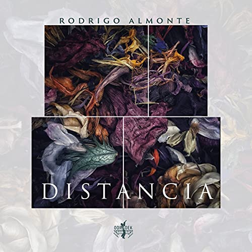 CD cover for Rodrigo Almonteās āDistanciaā featuring abstract floral imagery.