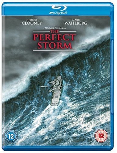 Blu-ray cover for “The Perfect Storm” showing a boat in rough seas.