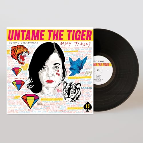 Vinyl record and album cover featuring a portrait of Mary Timony amidst illustrated text.