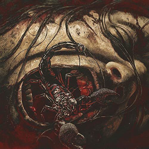 CD cover with a dark, textured image of a face and scorpion.