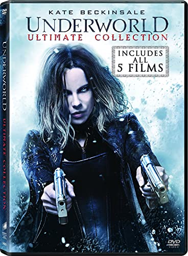 DVD cover featuring Kate Beckinsale holding guns, for the film Underworld.