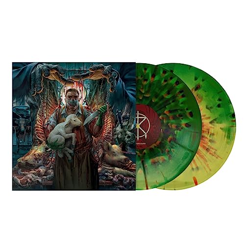 Vinyl record set with dark, disturbing cover art of a masked figure.