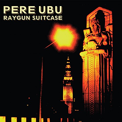 Pere Ubu album cover: art deco statue with a fiery sunburst.