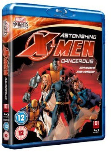 Astonishing X-Men: Dangerous Blu-ray cover featuring comic book style superheroes.