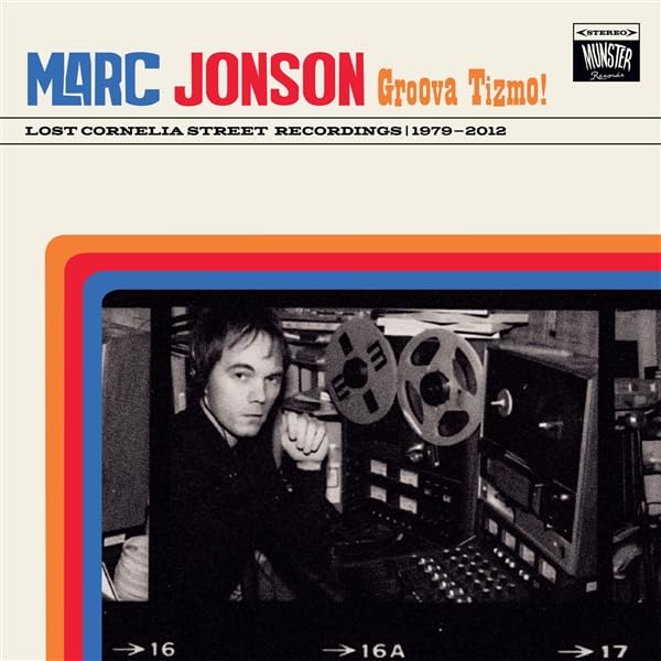 Record album cover for Marc Jonson’s “Groova Tizmo” featuring a black and white photo.