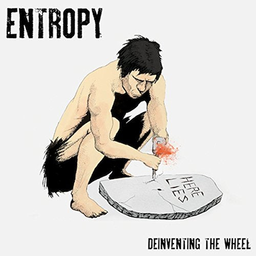 Illustration of a person dismantling a tombstone with a hand drill.
