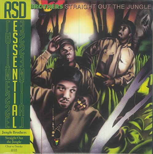 Album cover for Jungle Brothers’ “Straight Out The Jungle” with three men.