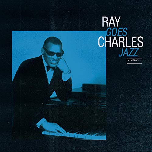 Ray Charles album cover, featuring a portrait of him at a piano.