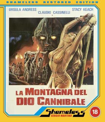Movie poster: bound woman before a large, menacing face and figures.