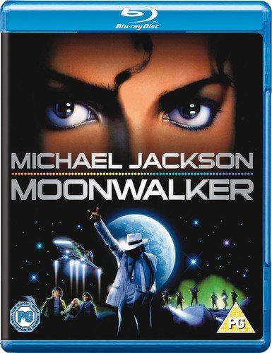 Blu-ray cover for "Moonwalker" featuring Michael Jackson and a space scene.