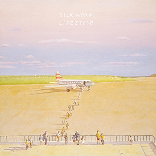 Album cover: painted airplane scene with figures disembarking onto a runway.