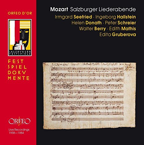 CD cover for Mozart Lieder, featuring sheet music and performer names.