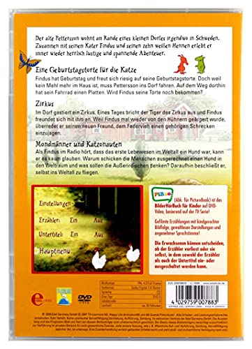 DVD back cover for "Pettersson Und Findus - Vol 1" with text and images.