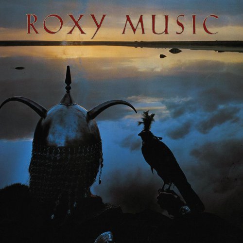Roxy Music Avalon album cover featuring a helmeted figure and a bird by water.