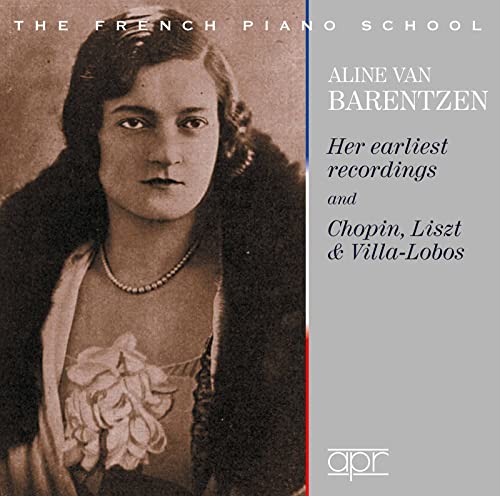 CD cover featuring a black and white portrait of pianist Aline Van Barentzen.