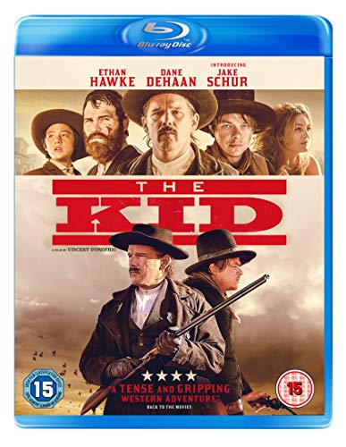 Blu-ray cover for "The Kid" featuring Ethan Hawke and western outlaws.