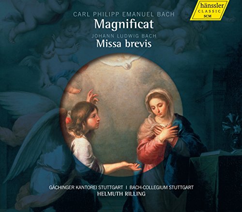 CD cover depicting the Annunciation with angel and Mary, dark background.