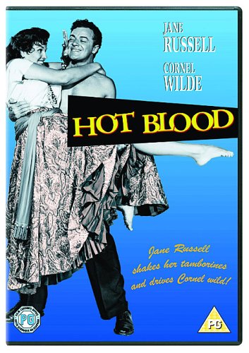 DVD cover for "Hot Blood" featuring a couple dancing, blue background.