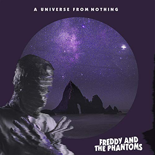 Album cover: purple space scene with a shadowy figure and mountains.