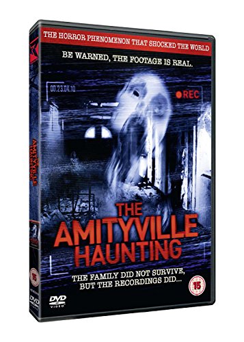 DVD cover for "The Amityville Haunting" featuring a ghostly figure.