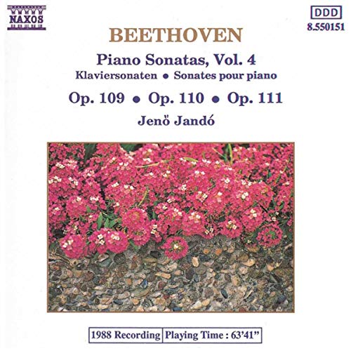 CD cover for Beethoven piano sonatas performed by Jando, featuring flowers.