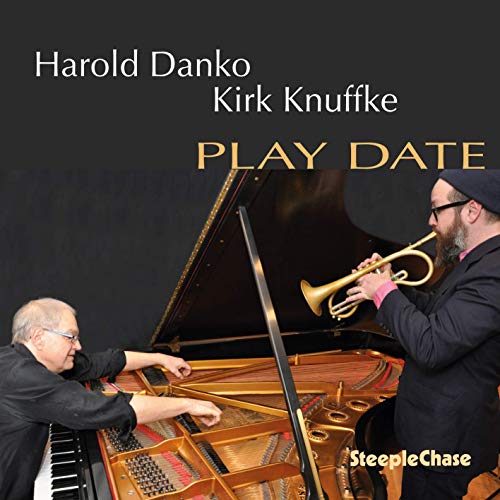 Jazz musicians playing piano and trumpet, album cover for “Play Date.”