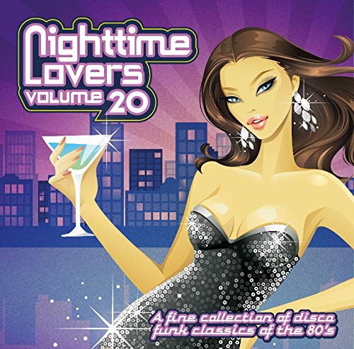 CD cover: “Nighttime Lovers Vol. 20” with illustrated woman and city skyline.