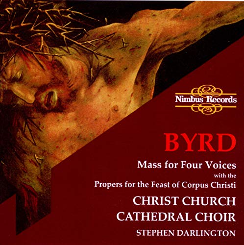 CD cover: detail of Christ on the cross, red background, text "Byrd.
