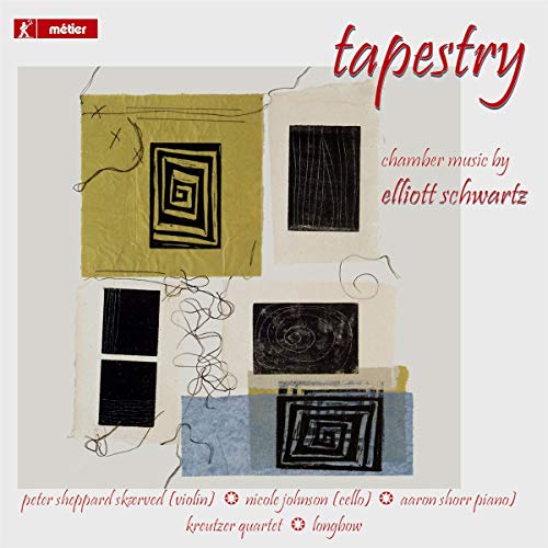 CD cover for "Tapestry" by Elliott Schwartz, featuring abstract geometric art.