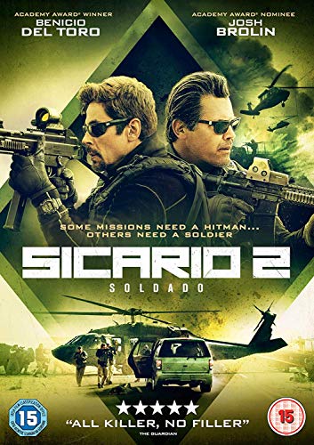 Sicario 2: Soldado Blu-ray cover with Benicio Del Toro and Josh Brolin.