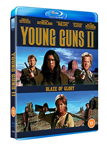 Young Guns II" Blu-ray case featuring Emilio Estevez, Kiefer Sutherland, and Lou Diamond Phillips.