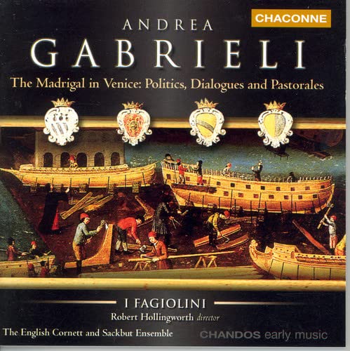 CD cover for "The Madrigal in Venice" featuring a Venetian canal scene.
