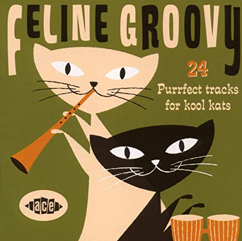 CD cover with illustrated cats playing music on a green background.